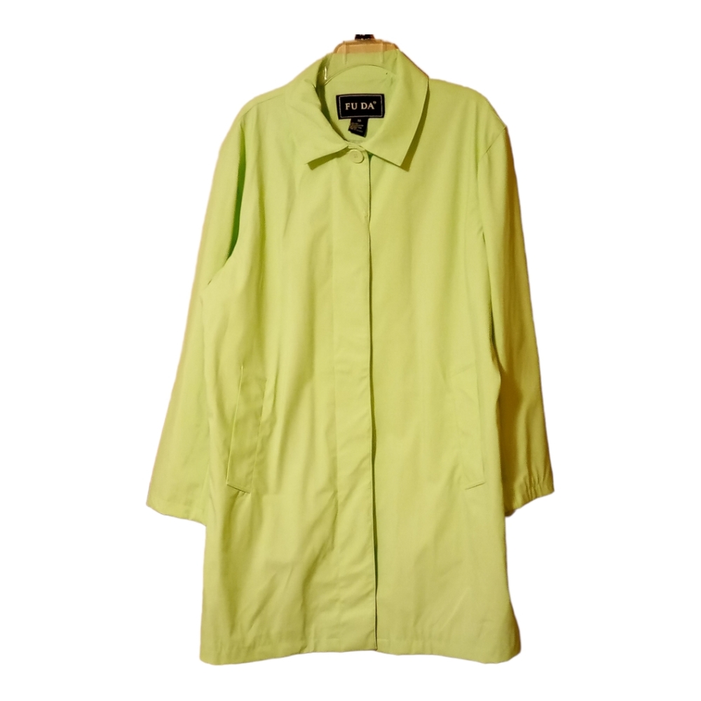FU DA Women's XL Fall Rain Coat Color  Green Apple Fall Winter